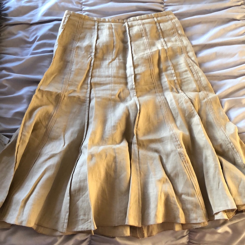 Tan knee length a line skirt